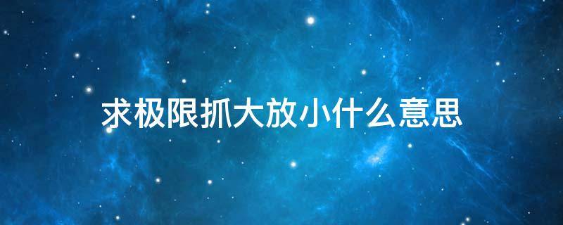 求极限抓大放小什么意思 极限抓大放小是什么意思