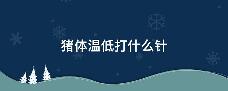 猪体温低打什么针 猪低温打啥针