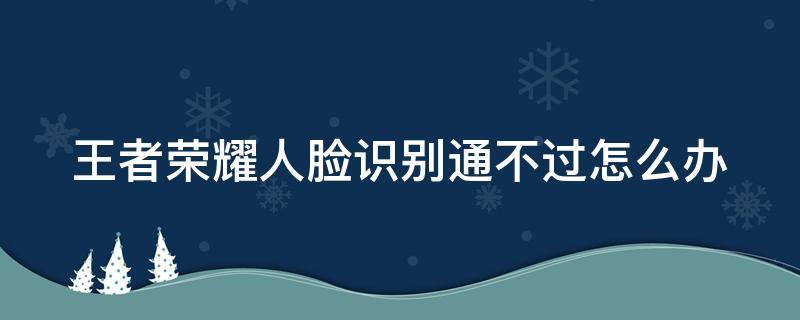 王者荣耀人脸识别通不过怎么办