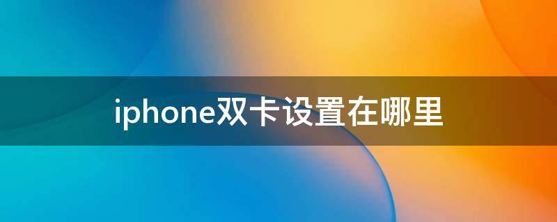 iphone双卡设置在哪里（苹果双卡设置在哪）