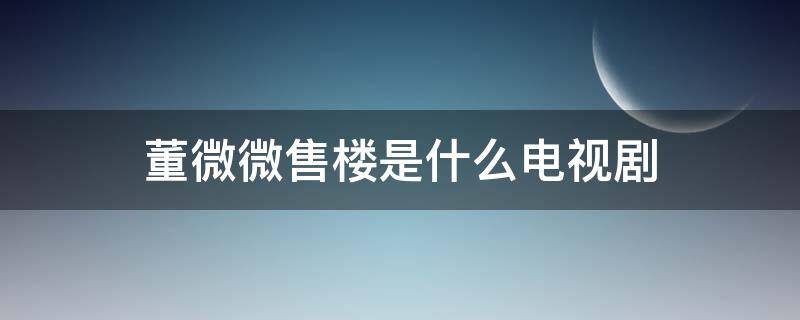 董微微售楼是什么电视剧 董微微售楼小姐那部电视剧叫什么