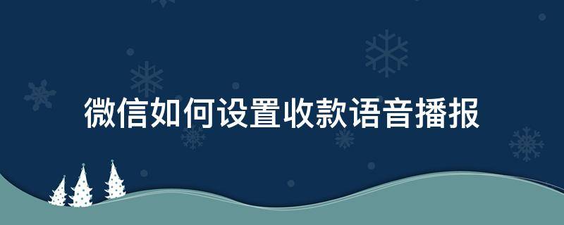 微信如何设置收款语音播报 微信如何设置收款语音播报英文