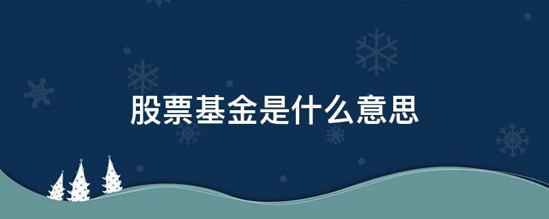 股票基金是什么意思 股票基金是什么意思?