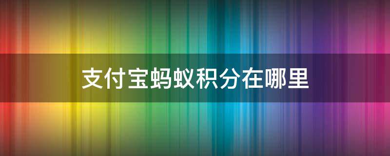 支付宝蚂蚁积分在哪里 支付宝蚂蚁积分在哪里查看