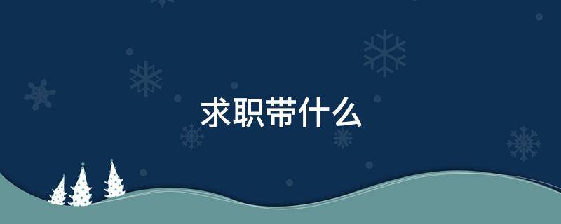 求职带什么 求职带什么东西