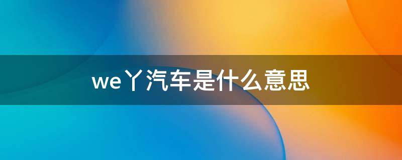 we丫汽车是什么意思（wey是哪个国家汽车）