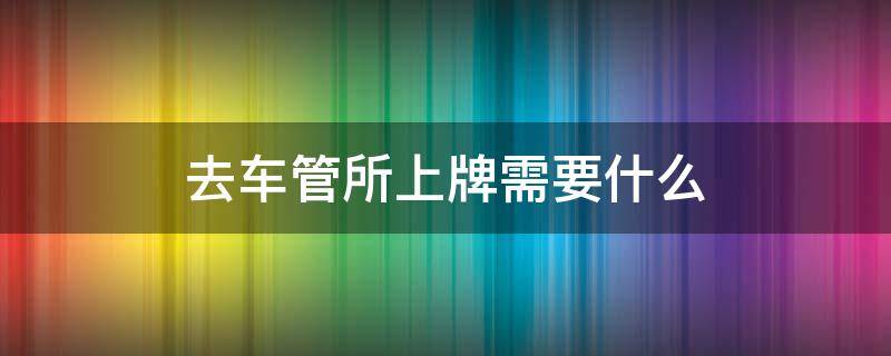 去车管所上牌需要什么 去车管所上牌需要什么费用