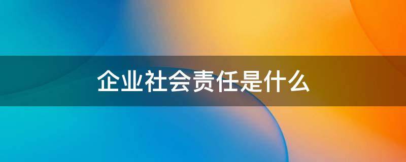 企业社会责任是什么（制造企业的企业社会责任是什么）