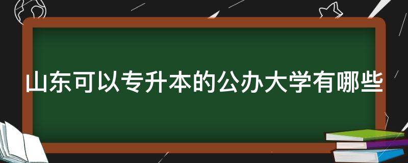 山东可以专升本的公办大学有哪些（山东可以专升本的公办大学有哪些）