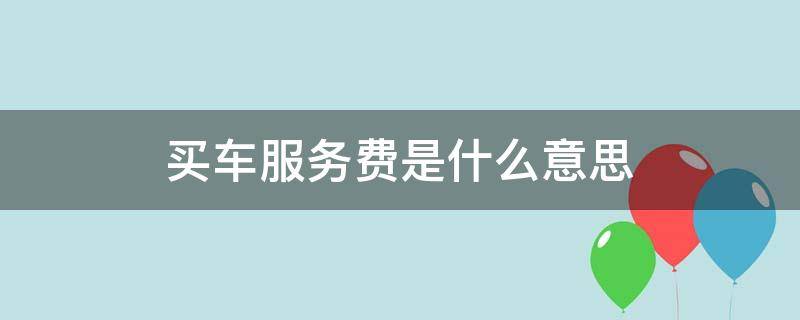 买车服务费是什么意思（买车的服务费是什么）