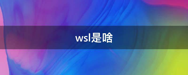 wsl是啥 wslwsl什么意思