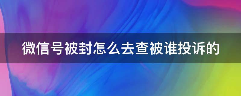 微信号被封怎么去查被谁投诉的（微信号被投诉了在哪里看是被谁投诉的）