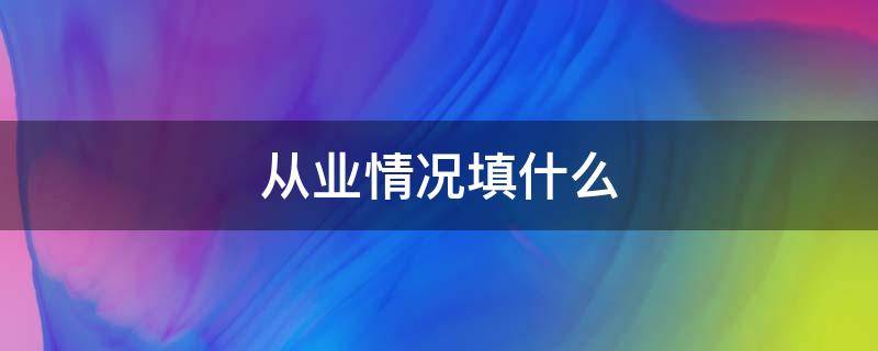 从业情况填什么 从业怎么填的从业情况