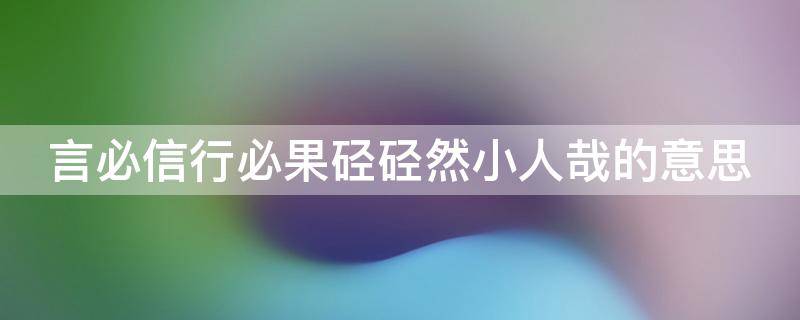 言必信行必果硁硁然小人哉的意思（言必信,行必果,硁硁然小人哉!抑亦可以为次矣）