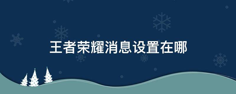 王者荣耀消息设置在哪（王者荣耀局内消息设置在哪）