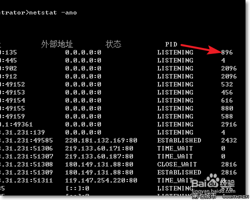 如何在Windows里边根据端口找到其提供服务的进程?